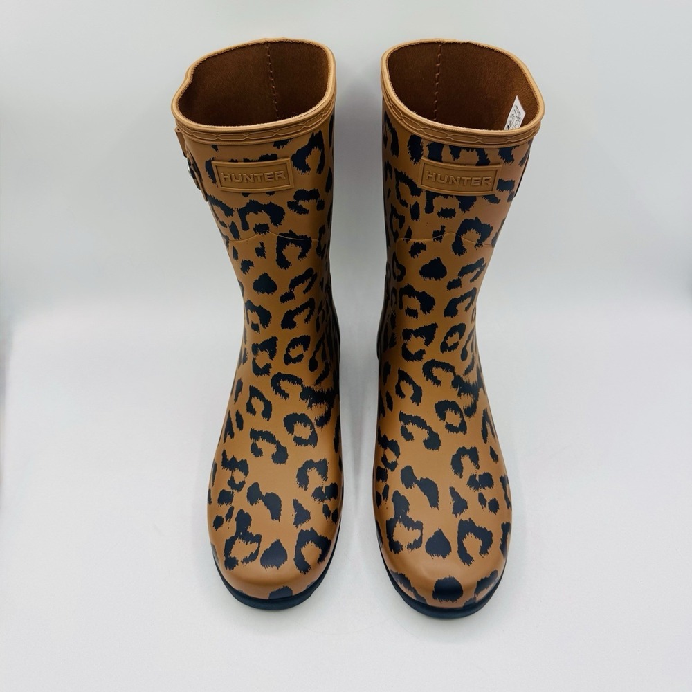 Hunter Original Refined Rain Boots Women's Size 8 Leopard Print Brown - Picture 3 of 16